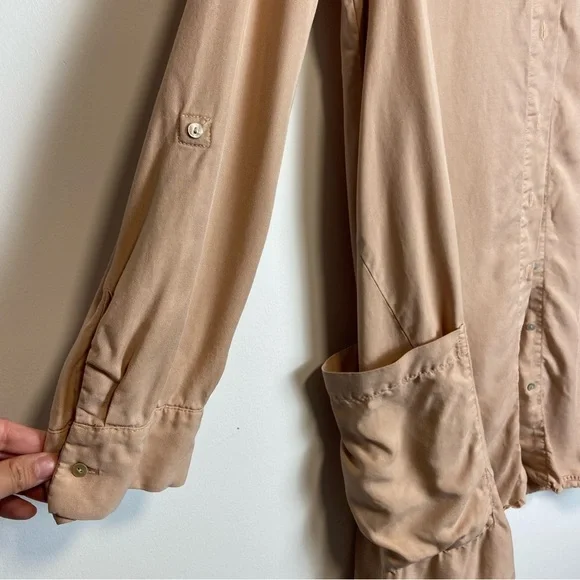 Zara shirt dress button down pockets lyocell tencell medium - Picture 7 of 10
